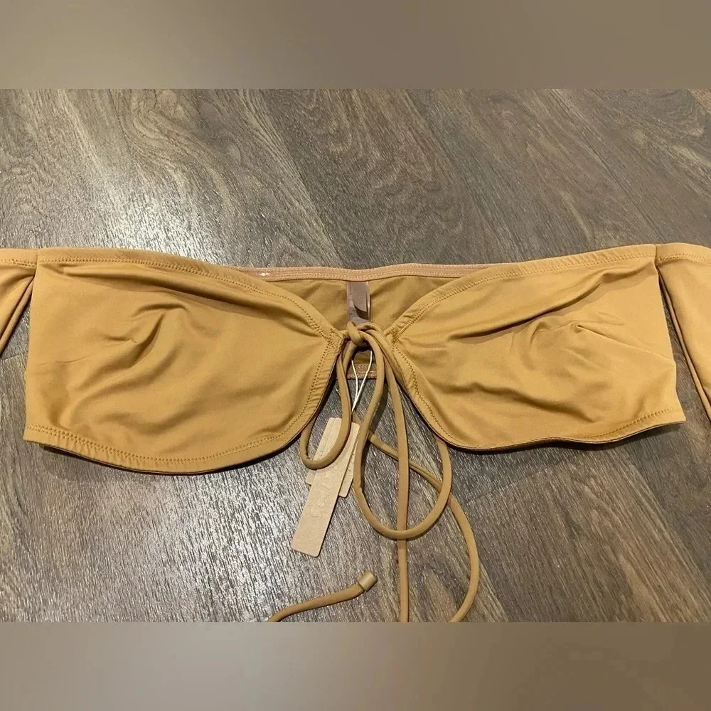 SKIMS Signature Swim Long Sleeve Bikini Top ALMOND size 3X new with tags